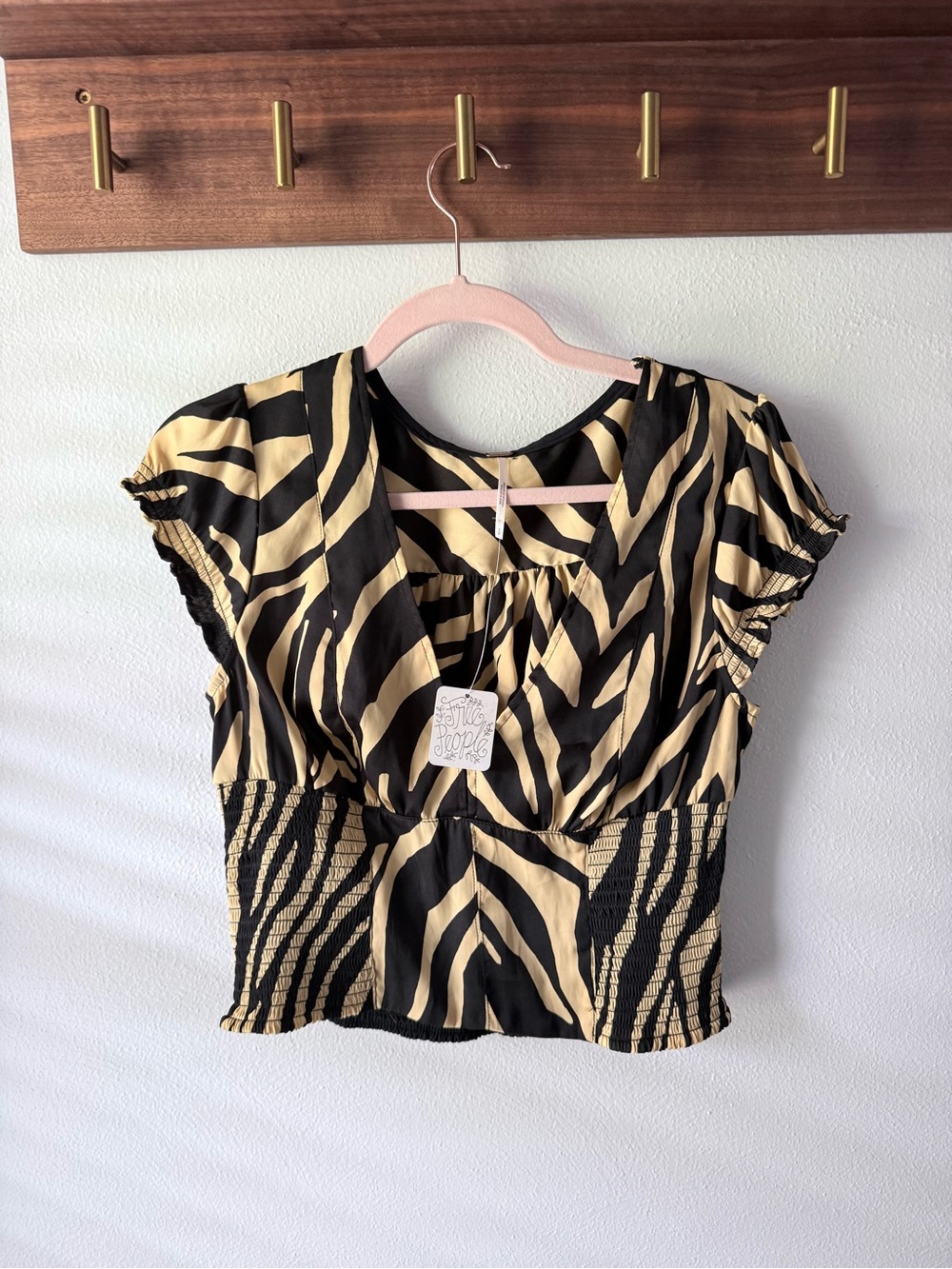 Free people show me love zebra stripe satin top size S new